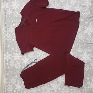 FIGS Maroon and Grey Scrub Set